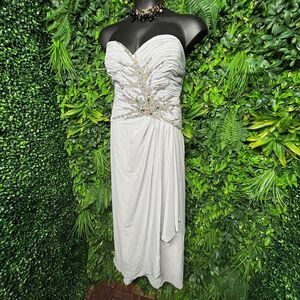 MAY QUEEN Women Dress 24 Gray Long Formal‎ Gown Beaded Pleated Prom Fairy 1089